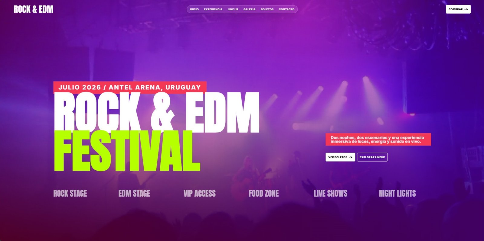 Portada de Rock & EDM Festival — Landing Web de Evento